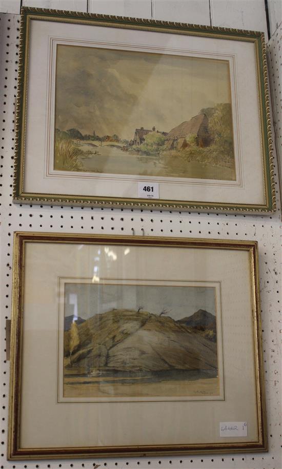 Martin Hardie, watercolour, Arquata, signed and dated 1918 & an ink & watercolour drawing by Montague Webb(-)